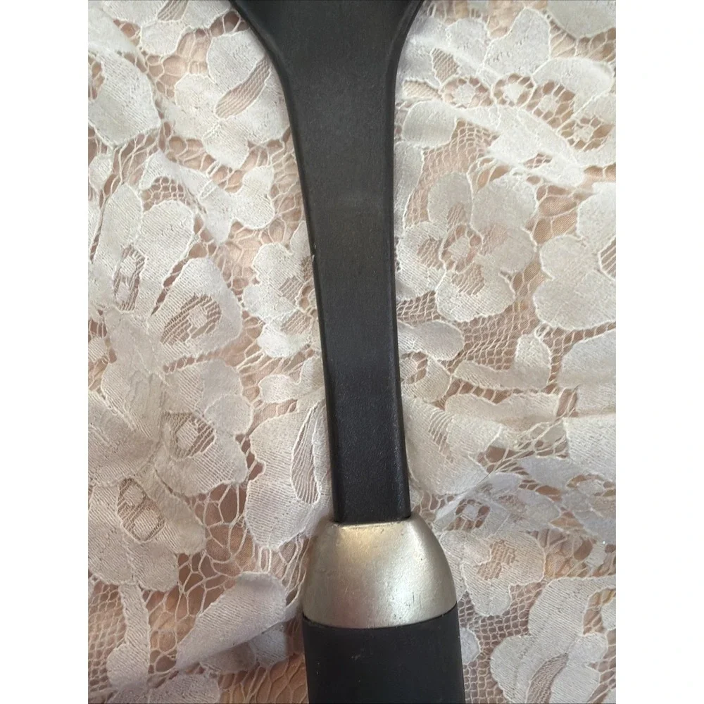 T-fal Plastic Slotted Serving Spoon w/ Rubber‎ Feeling Handle Black and Silver